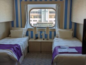 Outside cabin on Ambition cruise ship.