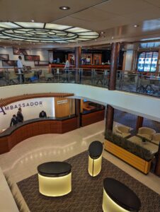 Main atrium on Ambassador Ambition cruise ship.