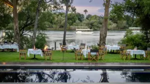 Palm River hotel, riverside dining