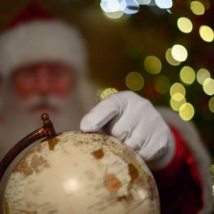Santa and globe